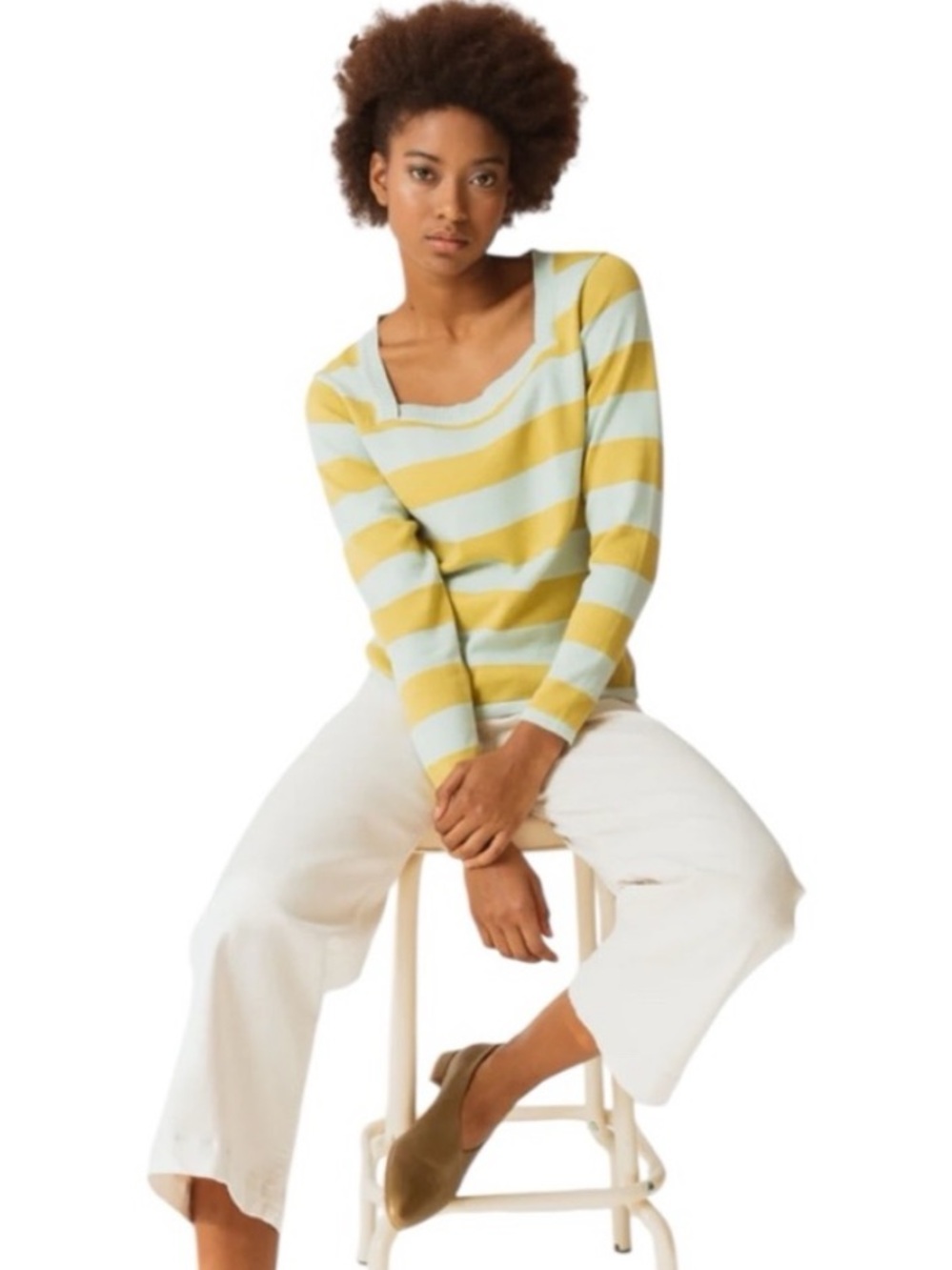 NWT SKFK Nona Organic Cotton Square Neck Striped Sweater Size 6 Fair Trade